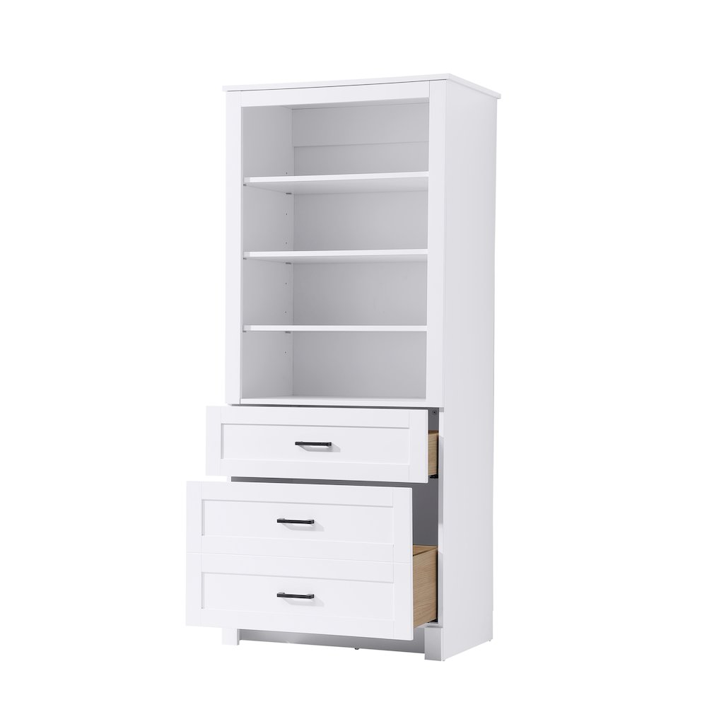 28 Inch Bath Storage Glass Cabinet  in White. Picture 2