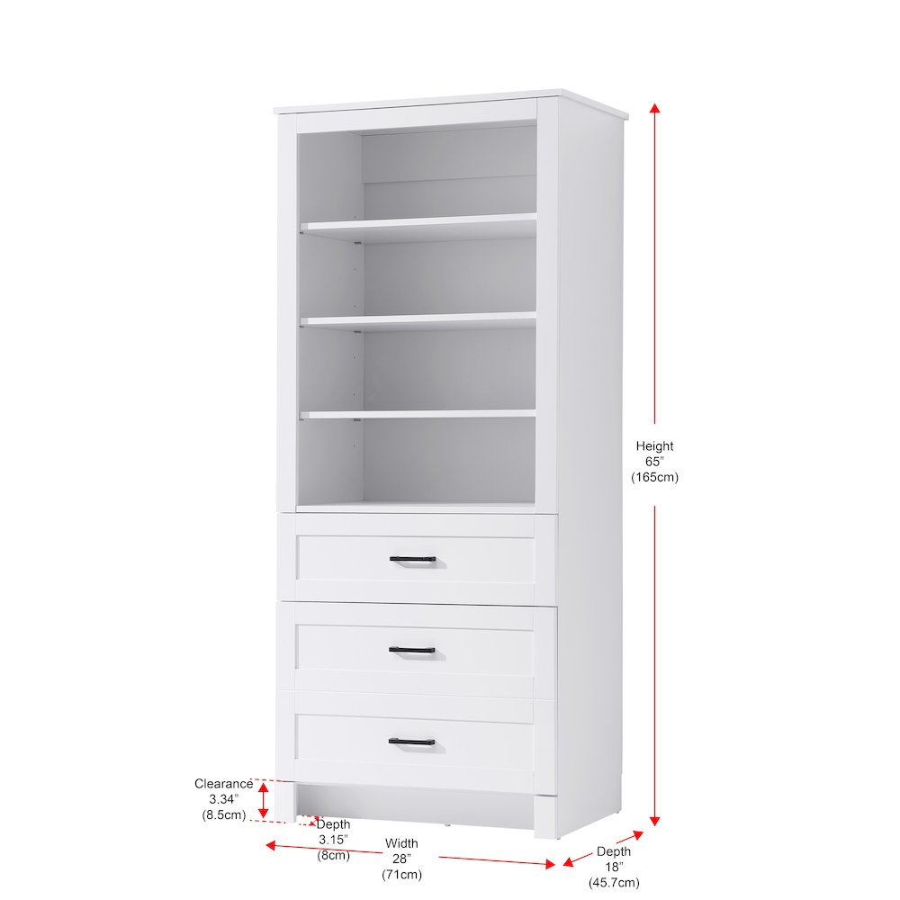 28 Inch Bath Storage Glass Cabinet  in White. Picture 7