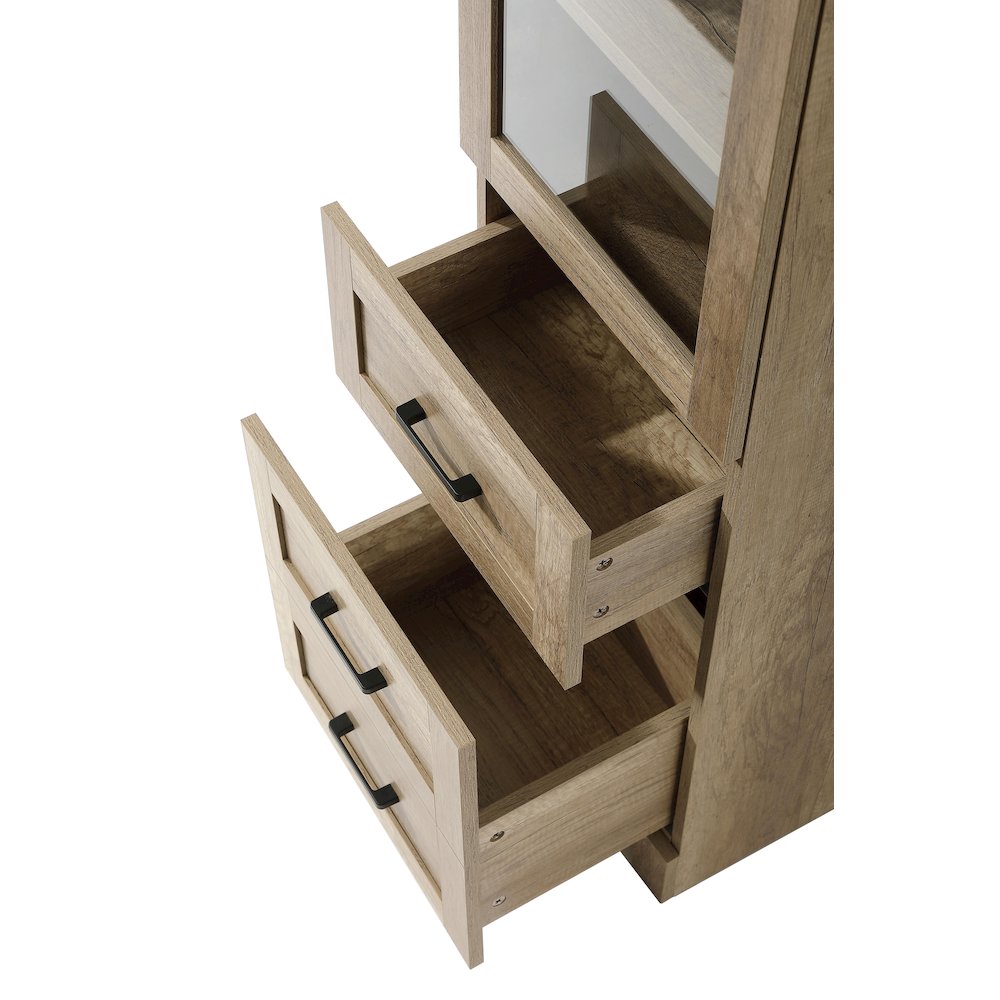 16 Inch Bath Storage Glass Cabinet  in Natural Oak. Picture 5