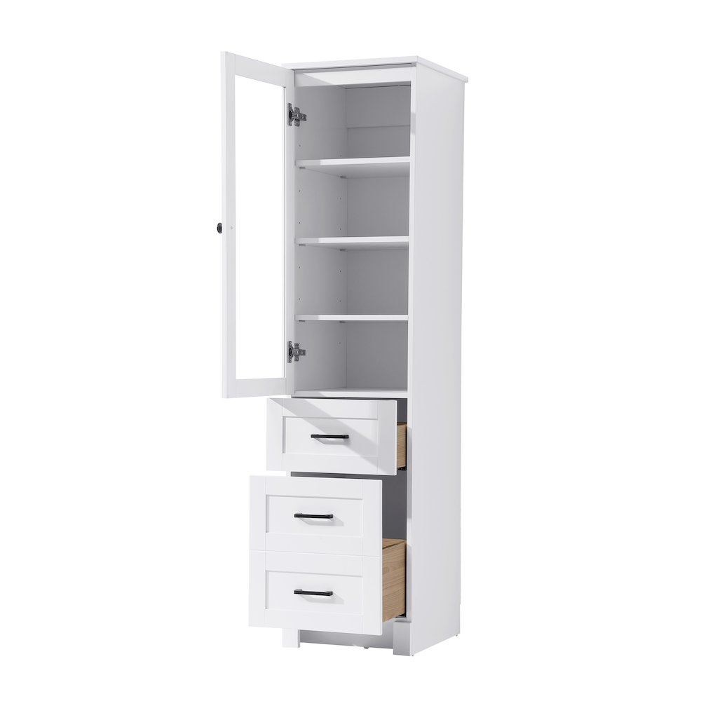 16 Inch Bath Storage Glass Cabinet  in White. Picture 2
