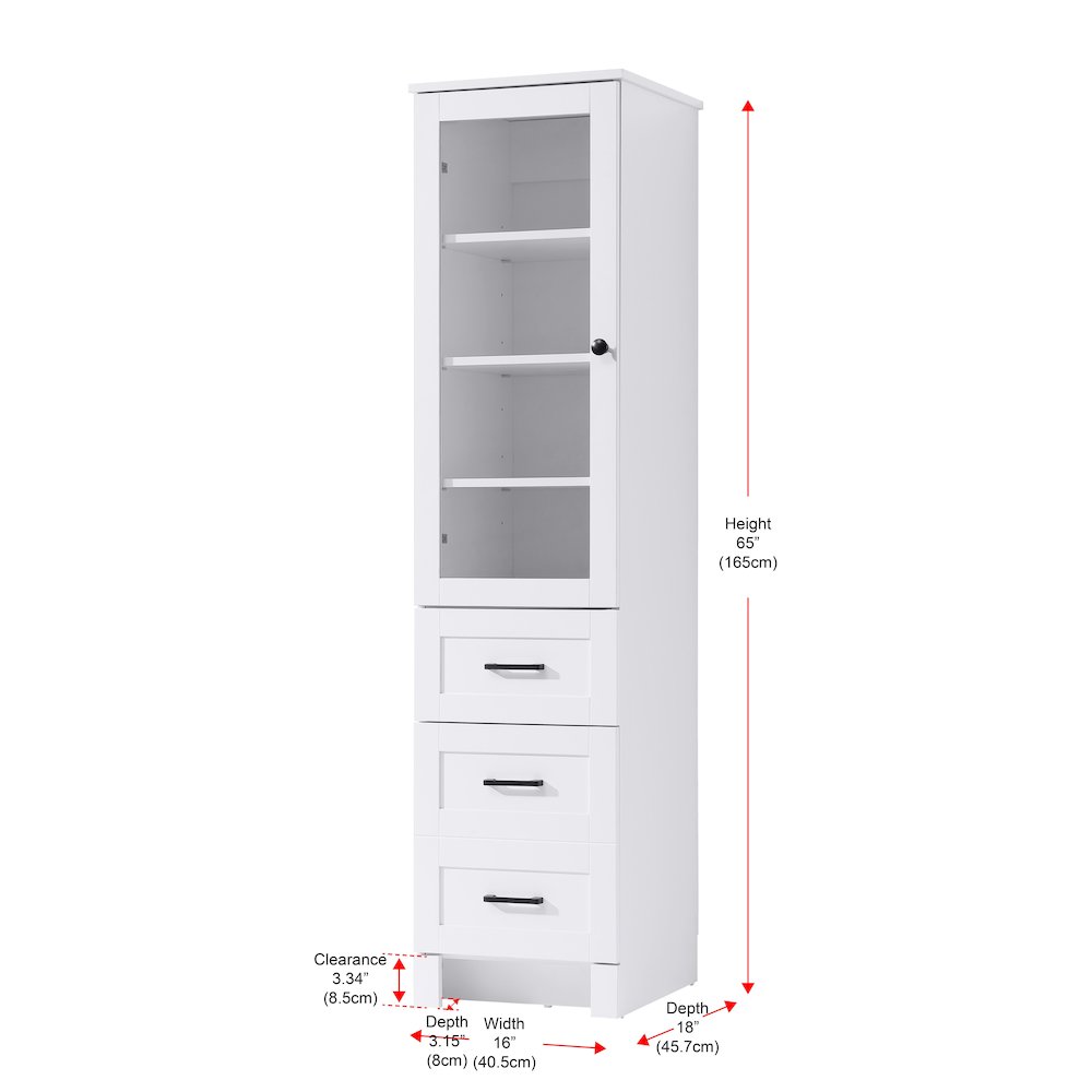 16 Inch Bath Storage Glass Cabinet  in White. Picture 8