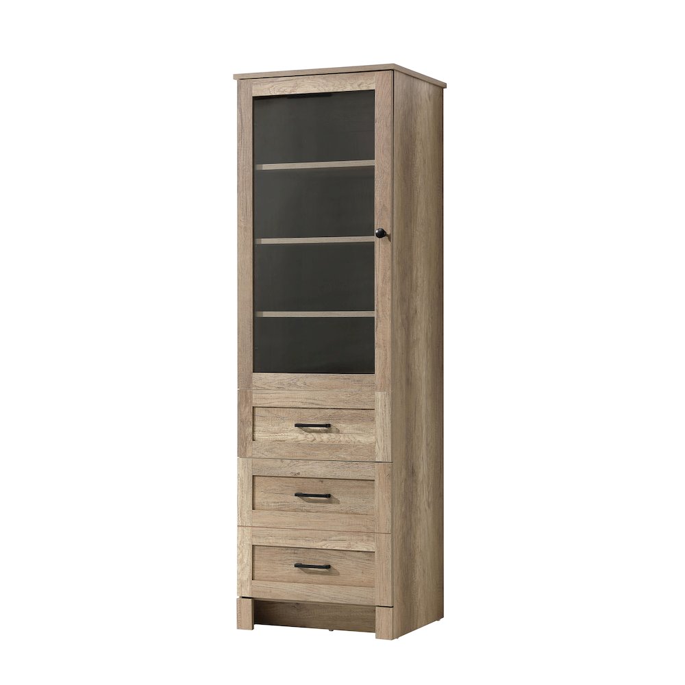 20 Inch Bath Storage Glass Cabinet  in Natural Oak. Picture 1