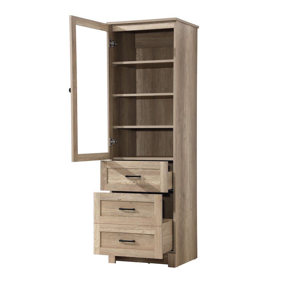 20 Inch Bath Storage Glass Cabinet  in Natural Oak. Picture 2