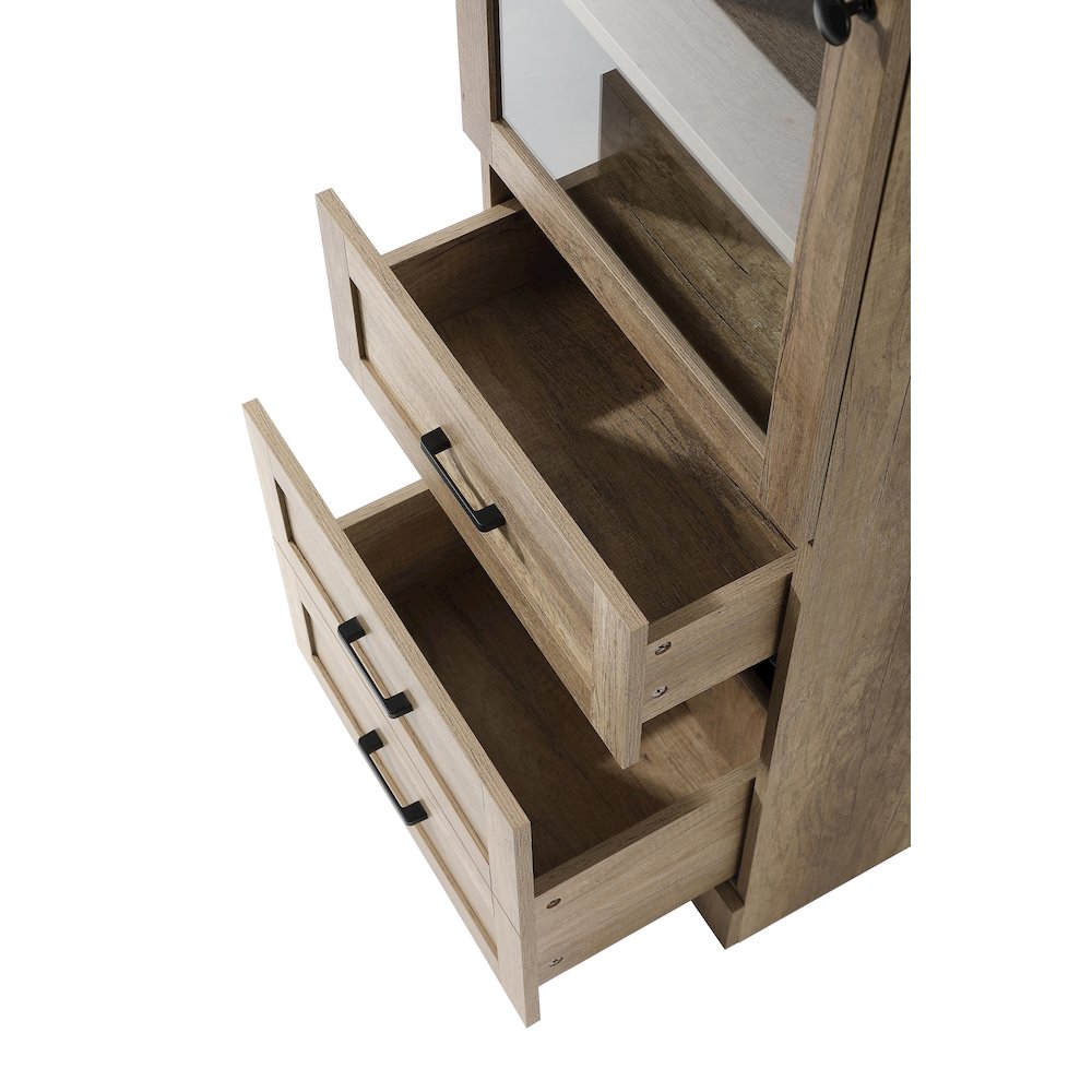 20 Inch Bath Storage Glass Cabinet  in Natural Oak. Picture 5