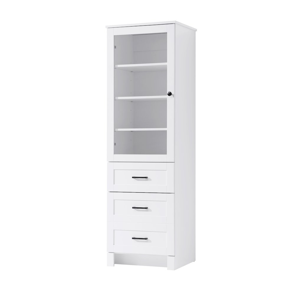 20 Inch Bath Storage Glass Cabinet  in White. Picture 1