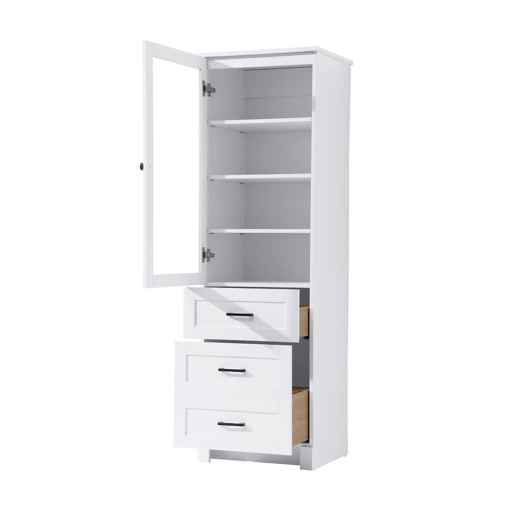 20 Inch Bath Storage Glass Cabinet  in White. Picture 2