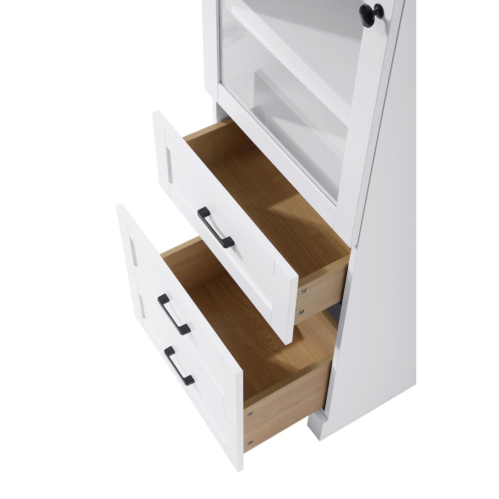 20 Inch Bath Storage Glass Cabinet  in White. Picture 5