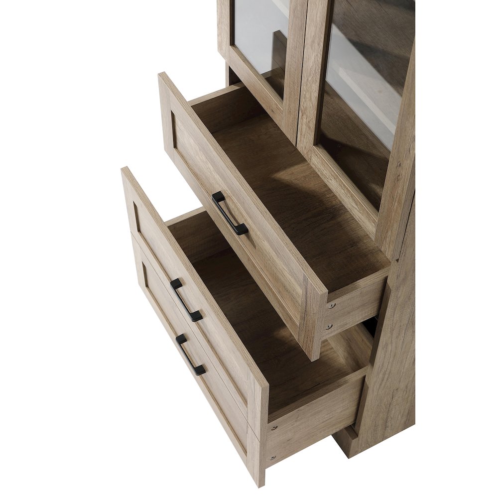 24 Inch Bath Storage Glass Cabinet  in Natural Oak. Picture 5