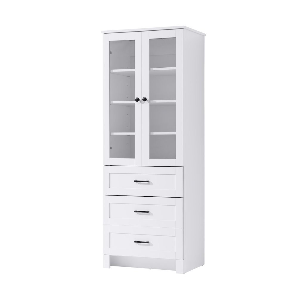 24 Inch Bath Storage Glass Cabinet  in White. Picture 1