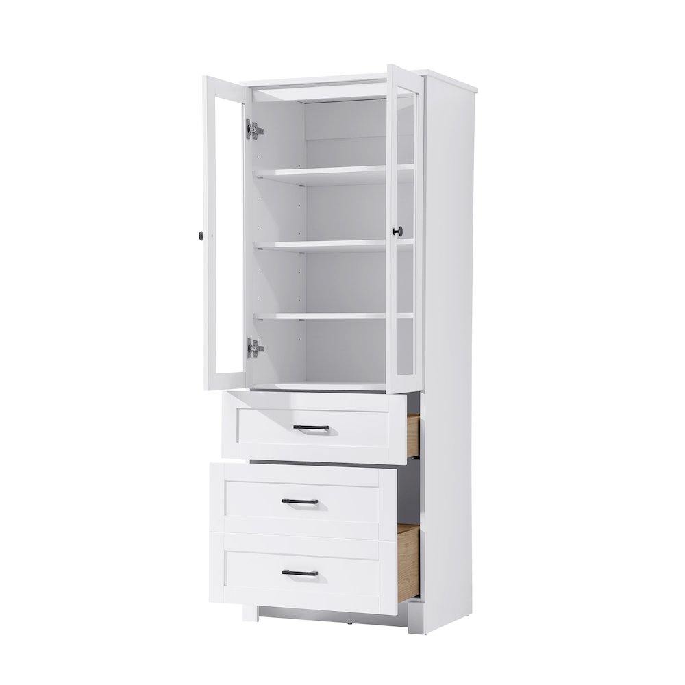 24 Inch Bath Storage Glass Cabinet  in White. Picture 2