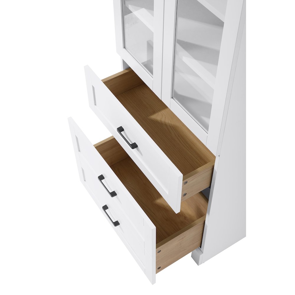 24 Inch Bath Storage Glass Cabinet  in White. Picture 5