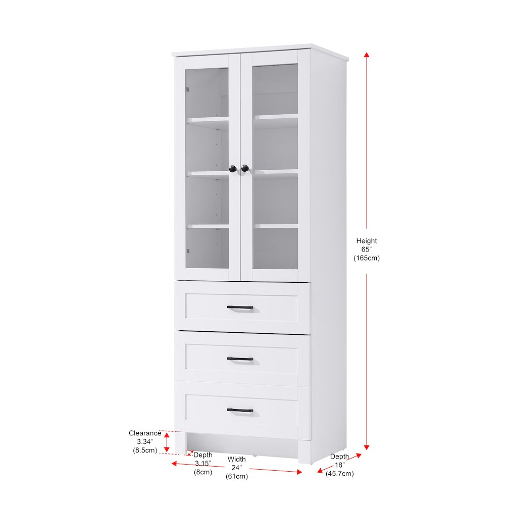 24 Inch Bath Storage Glass Cabinet  in White. Picture 8