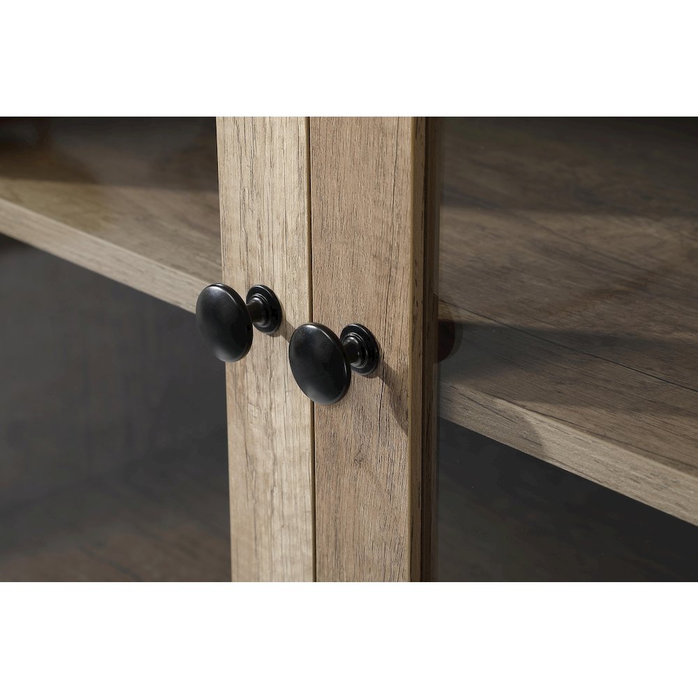 28 Inch Bath Storage Glass Cabinet  in Natural Oak. Picture 4