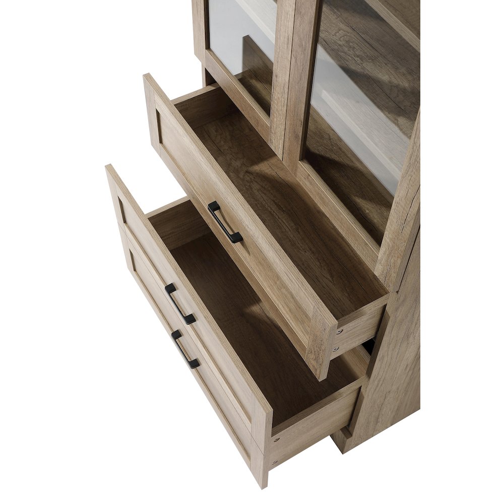 28 Inch Bath Storage Glass Cabinet  in Natural Oak. Picture 5