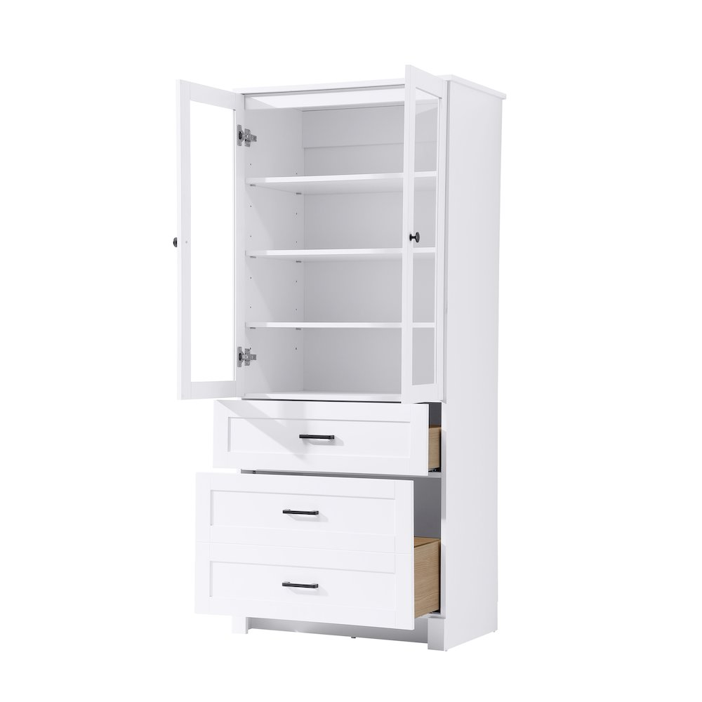 28 Inch Bath Storage Glass Cabinet  in White. Picture 2