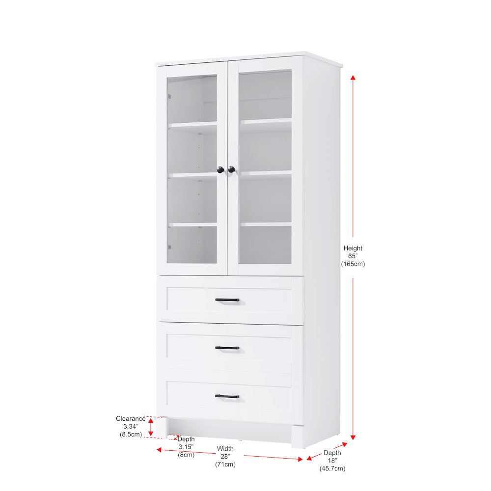 28 Inch Bath Storage Glass Cabinet  in White. Picture 8