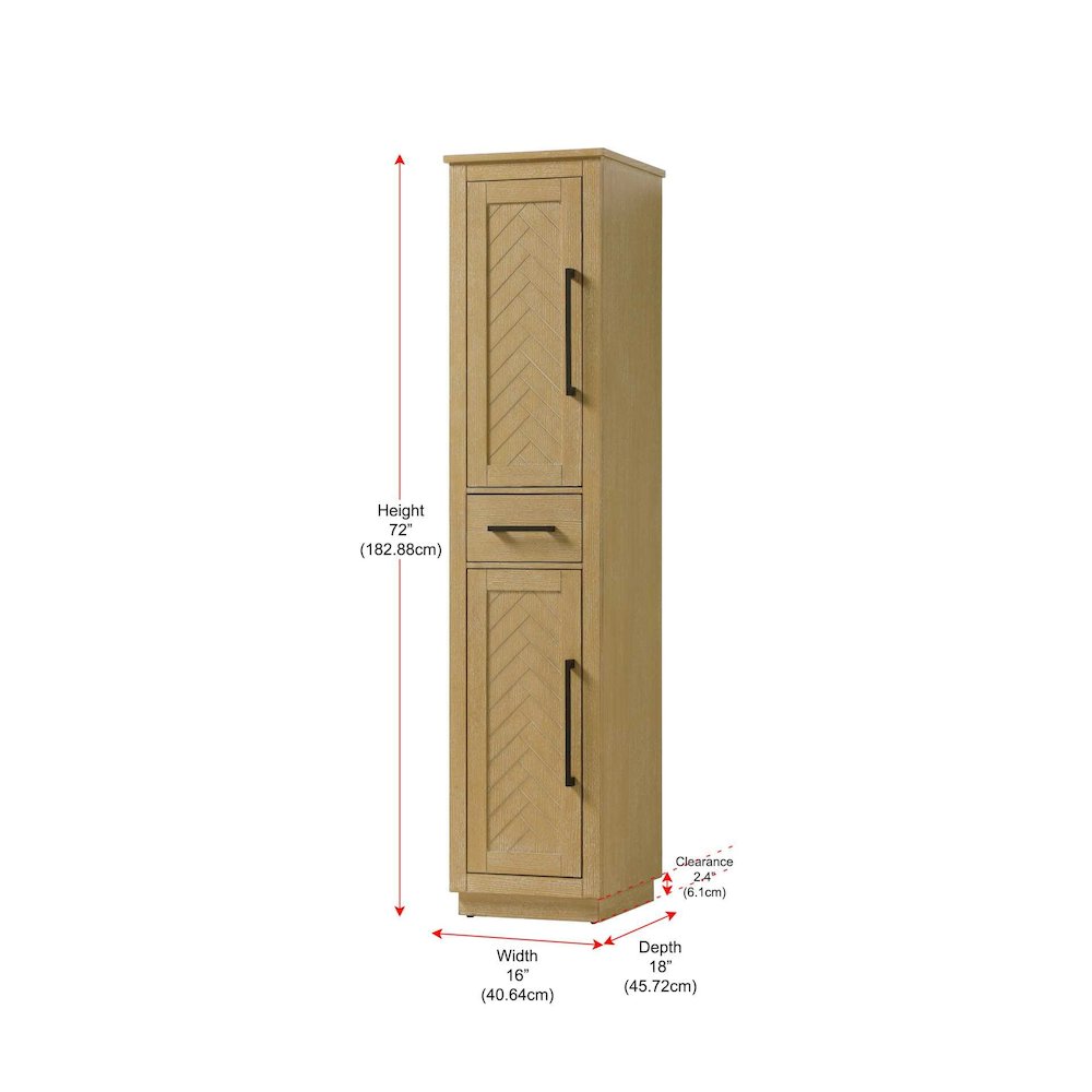 16 inch Bath Storage Cabinet in Linen oak. Picture 9