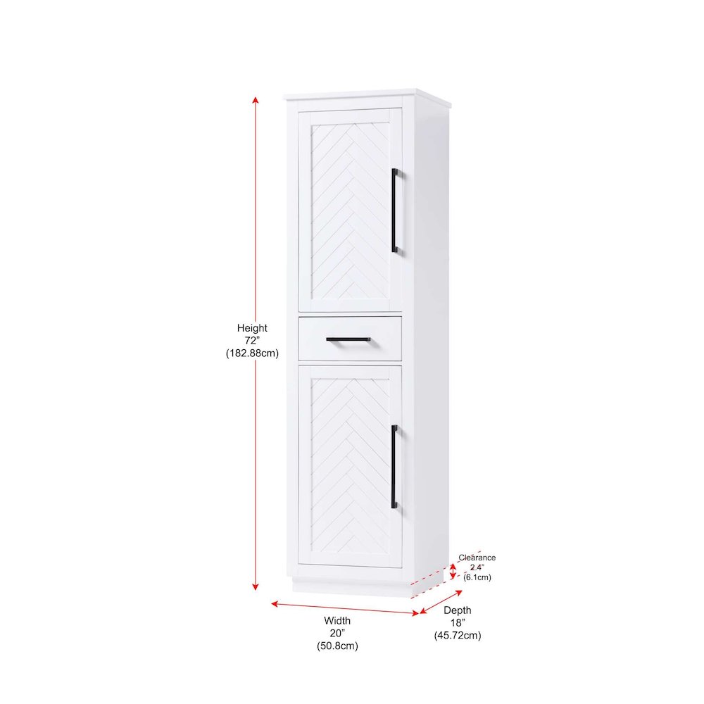 20 inch Bath Storage Cabinet in White. Picture 8