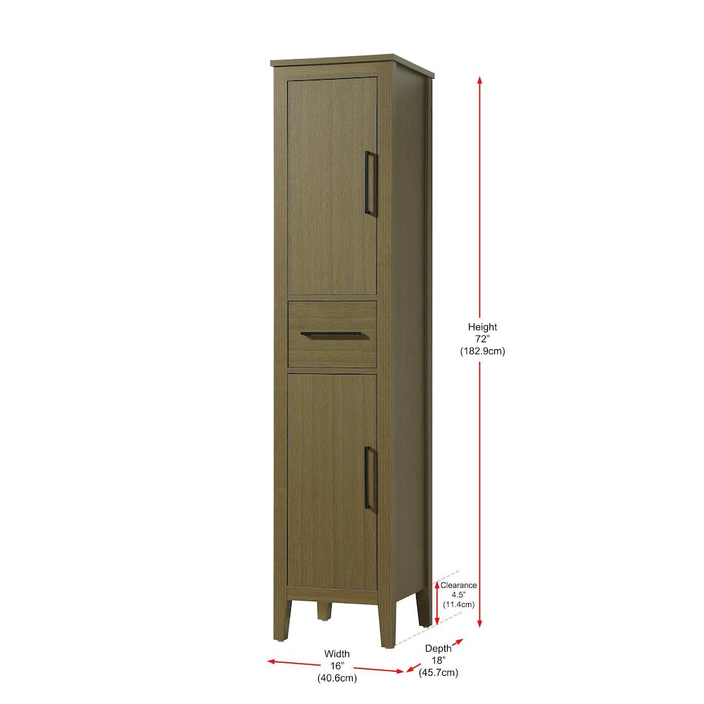 16 Inch Bath Storage Cabinet in Chestnut Brown. Picture 8