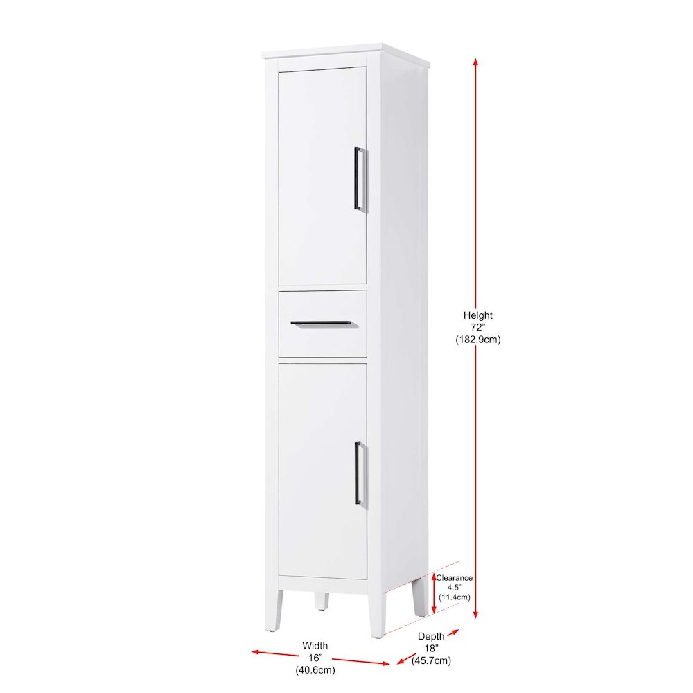 16 Inch Bath Storage Cabinet in White. Picture 8