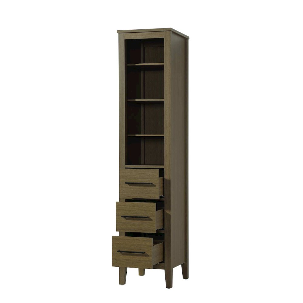 16 Inch Open Shelving Bath Storage Cabinet in Chestnut Brown. Picture 2