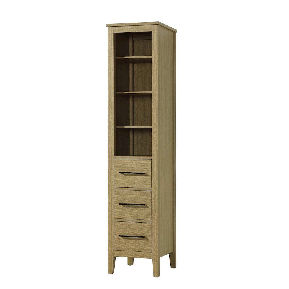 16 Inch Open Shelving Bath Storage Cabinet in Honey Brown. Picture 1