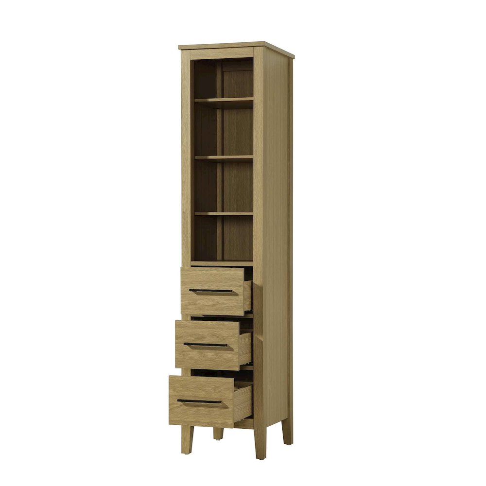 16 Inch Open Shelving Bath Storage Cabinet in Honey Brown. Picture 2