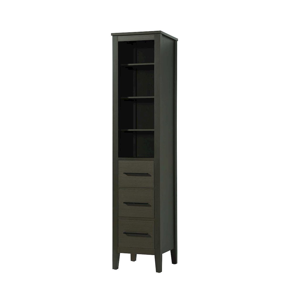 16 Inch Open Shelving Bath Storage Cabinet in Mocha Brown. Picture 1