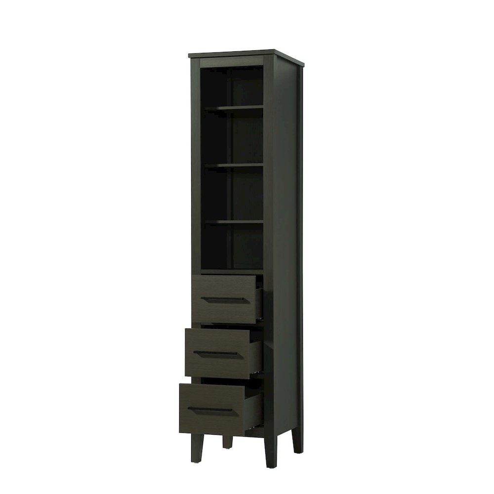 16 Inch Open Shelving Bath Storage Cabinet in Mocha Brown. Picture 2