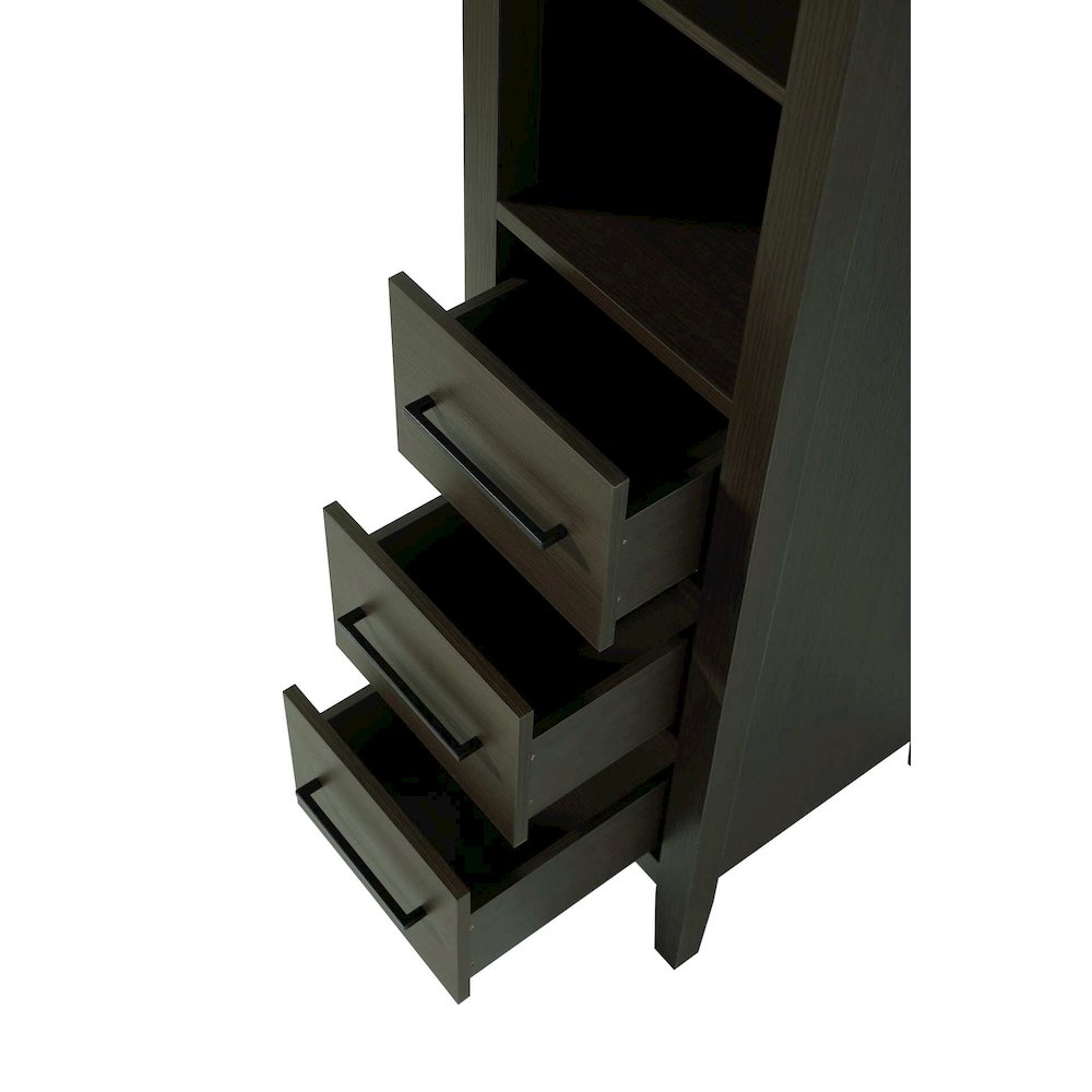 16 Inch Open Shelving Bath Storage Cabinet in Mocha Brown. Picture 3