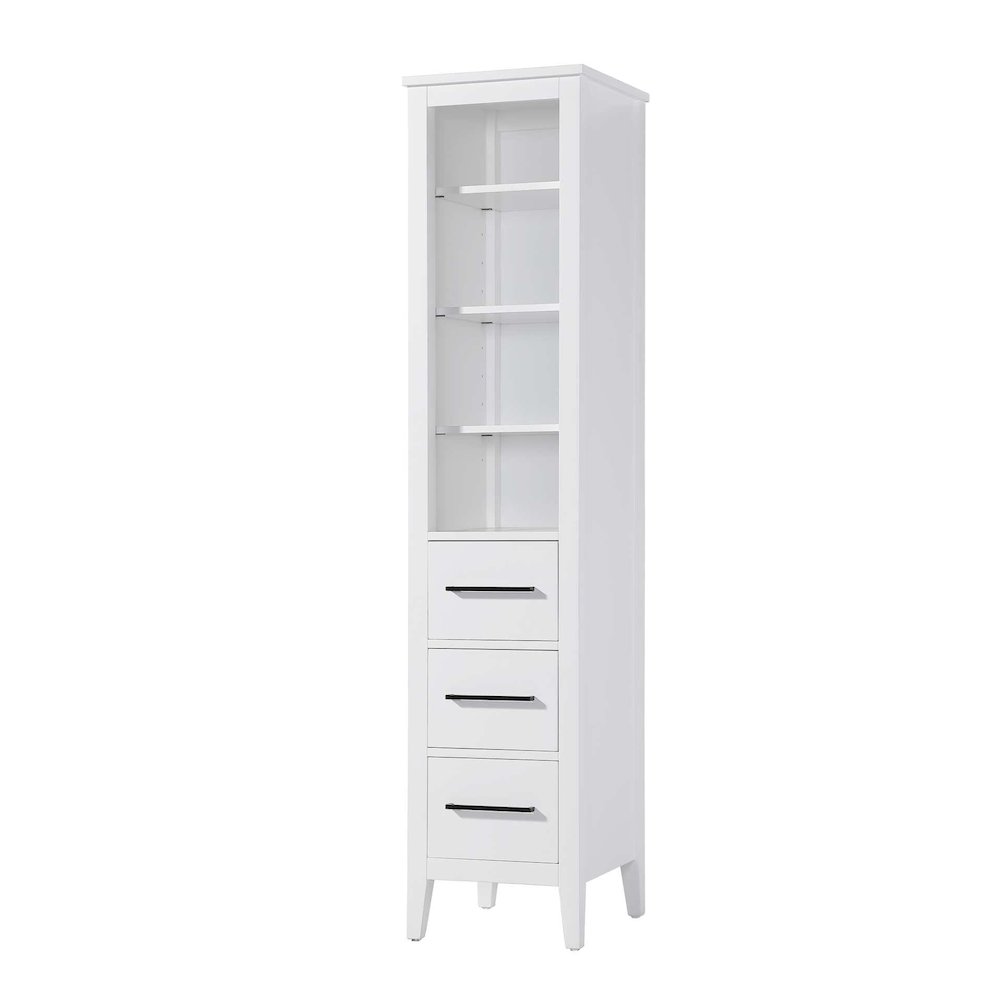 16 Inch Open Shelving Bath Storage Cabinet in White. Picture 1