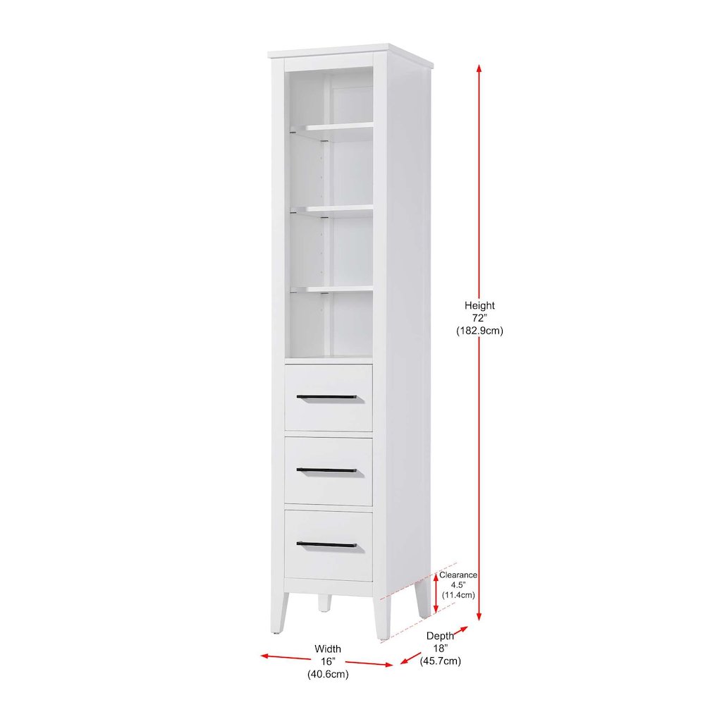 16 Inch Open Shelving Bath Storage Cabinet in White. Picture 7