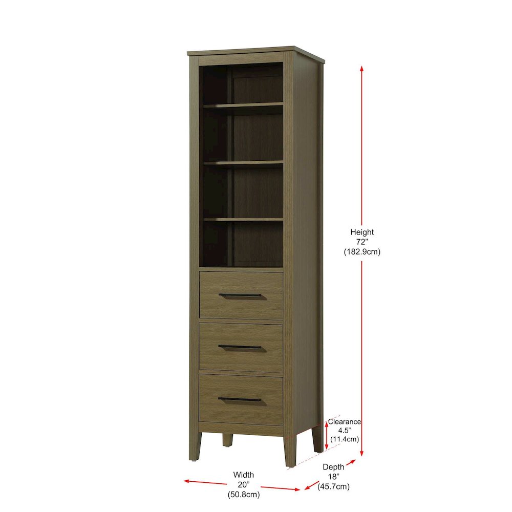 20 Inch Open Shelving Bath Storage Cabinet in Chestnut Brown. Picture 7