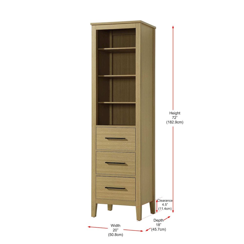 20 Inch Open Shelving Bath Storage Cabinet in Honey Brown. Picture 7