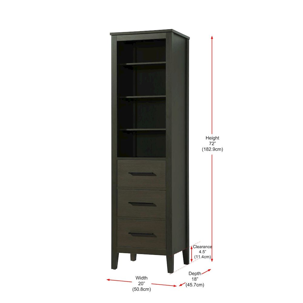 20 Inch Open Shelving Bath Storage Cabinet in Mocha Brown. Picture 7