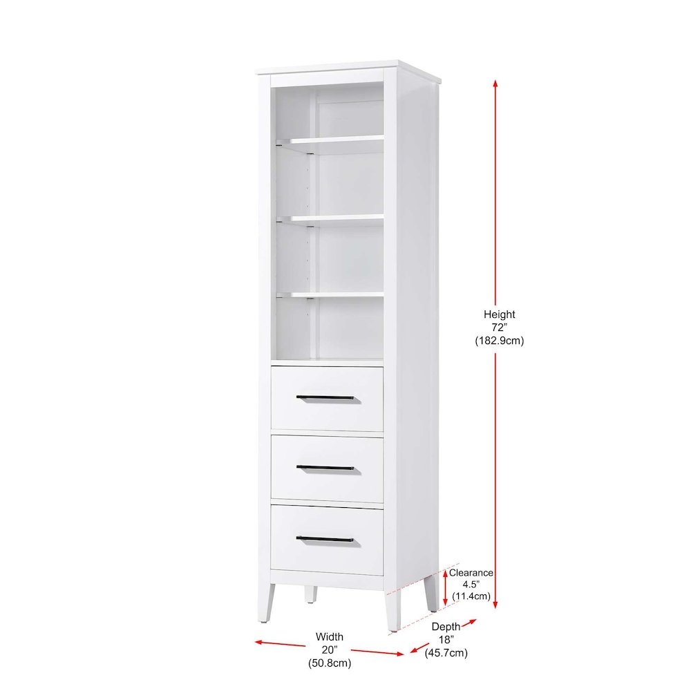 20 Inch Open Shelving Bath Storage Cabinet in White. Picture 7
