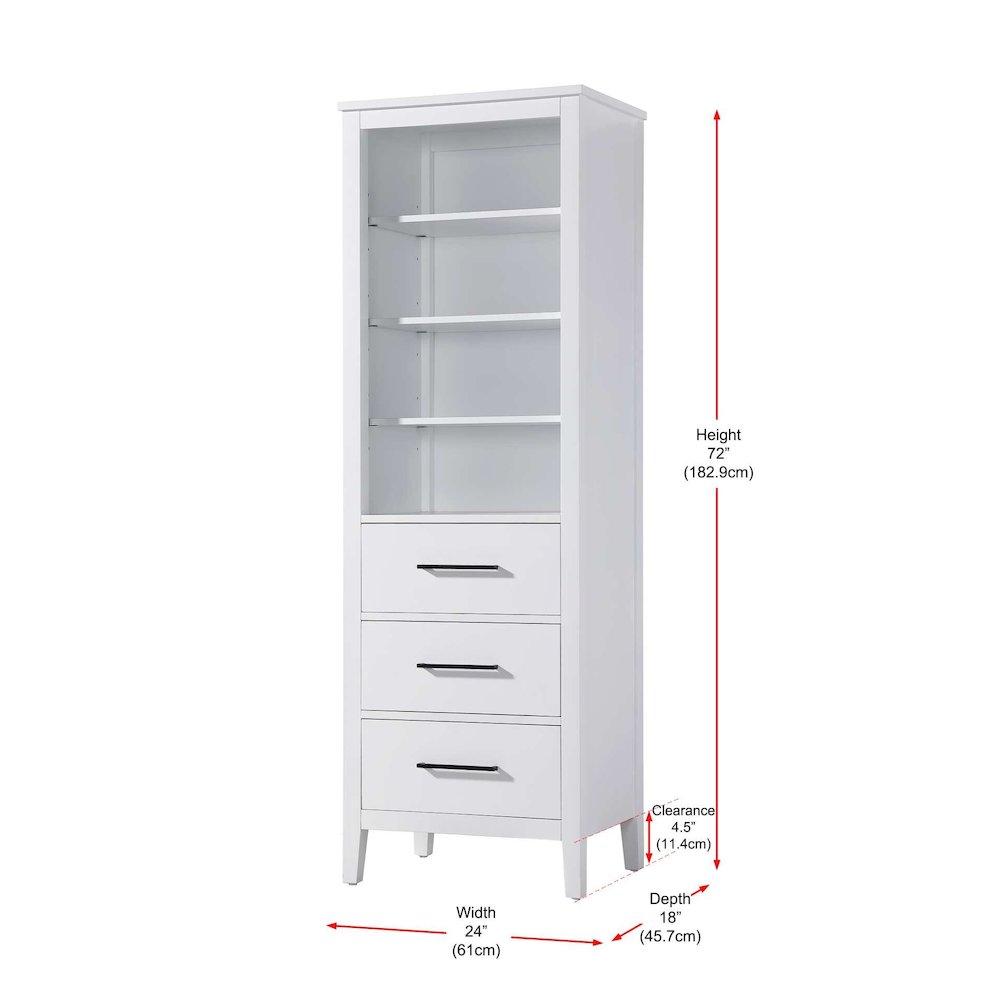 24 Inch Open Shelving Bath Storage Cabinet in White. Picture 7