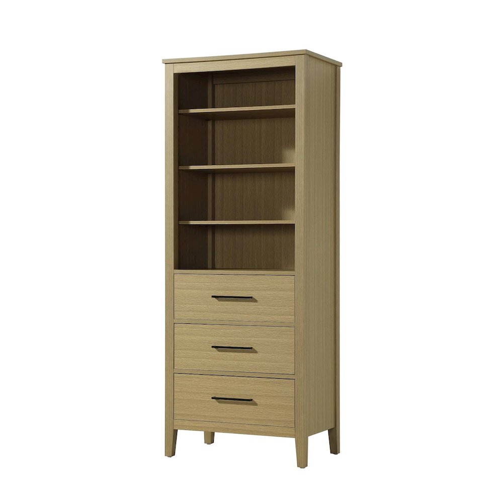 28 Inch Open Shelving Bath Storage Cabinet in Honey Brown. Picture 1