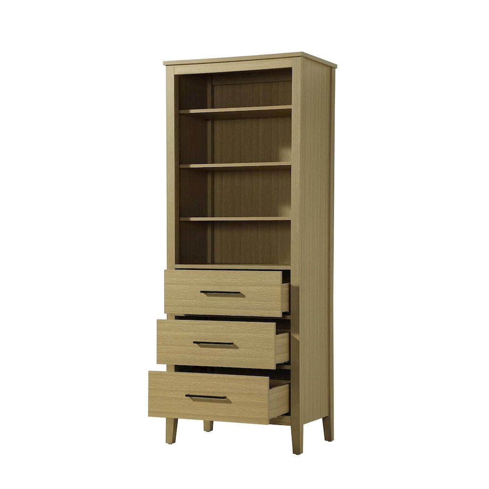 28 Inch Open Shelving Bath Storage Cabinet in Honey Brown. Picture 2