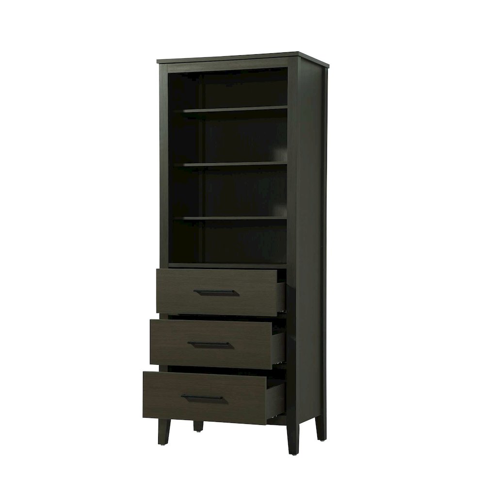 28 Inch Open Shelving Bath Storage Cabinet in Mocha Brown. Picture 2