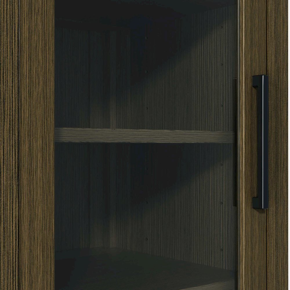16 Inch Bath Storage Glass Cabinet in Chestnut Brown. Picture 4
