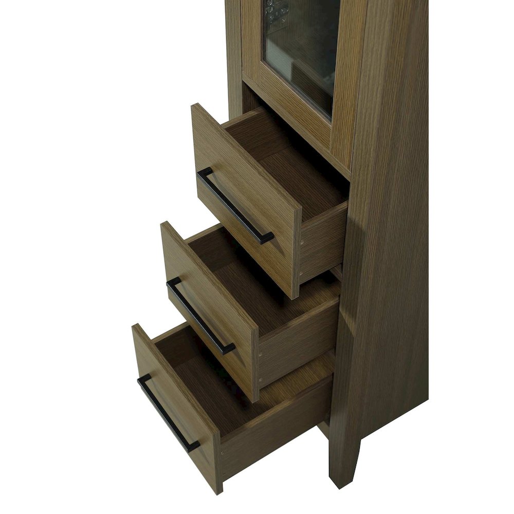 16 Inch Bath Storage Glass Cabinet in Chestnut Brown. Picture 5