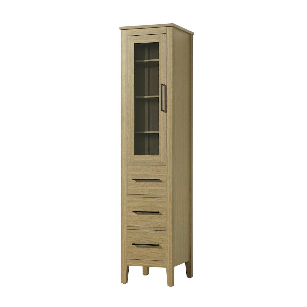 16 Inch Bath Storage Glass Cabinet in Honey Brown. Picture 1