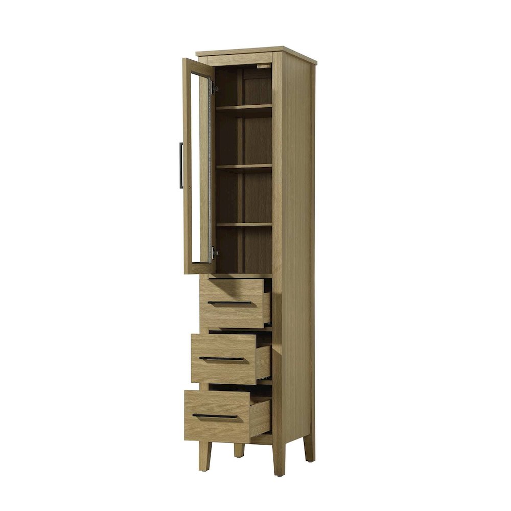 16 Inch Bath Storage Glass Cabinet in Honey Brown. Picture 2