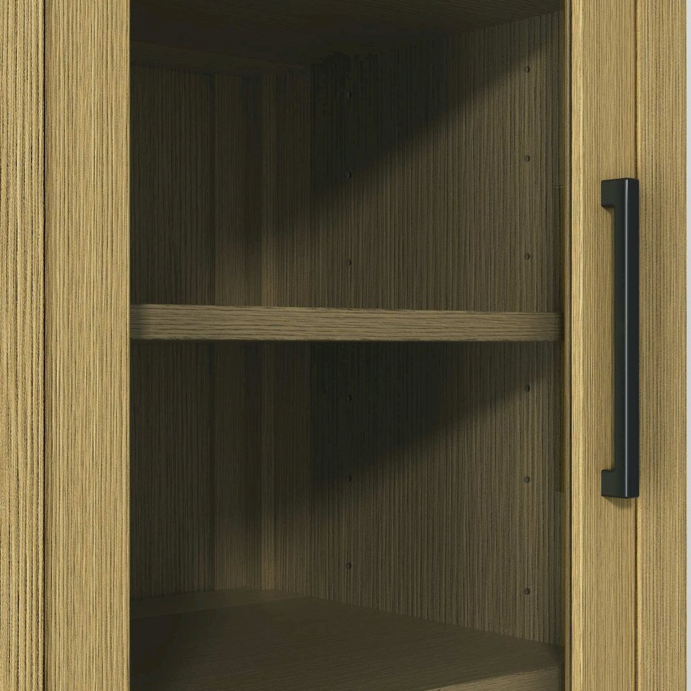 16 Inch Bath Storage Glass Cabinet in Honey Brown. Picture 4