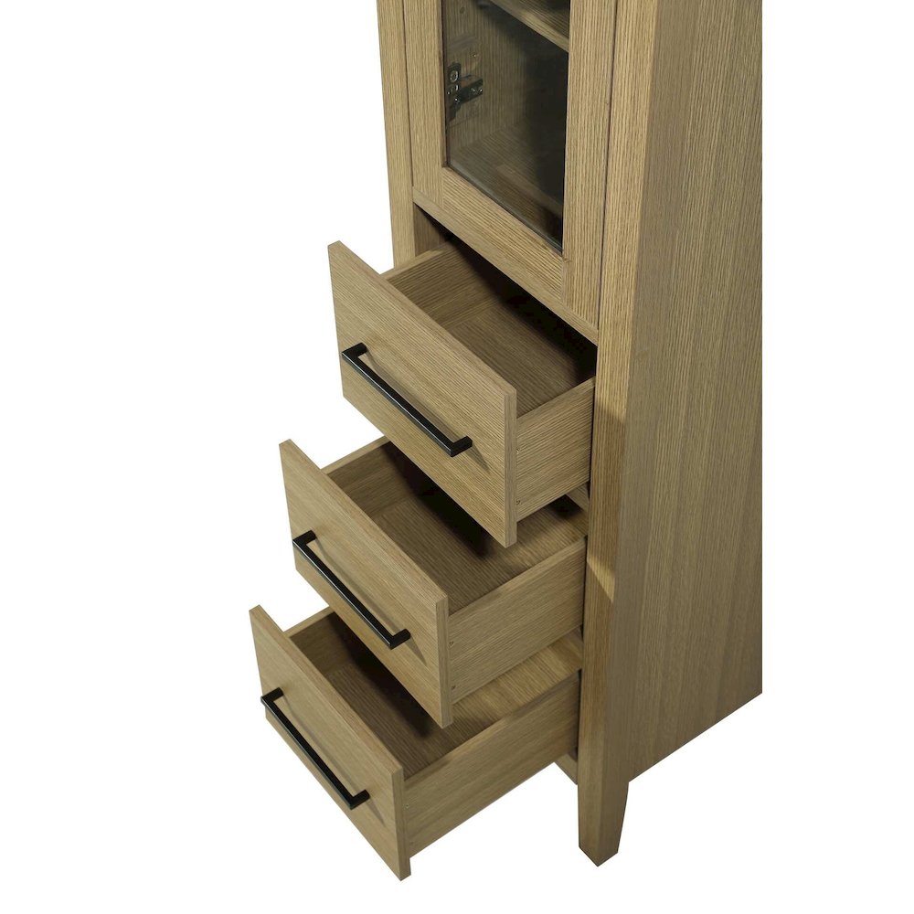 16 Inch Bath Storage Glass Cabinet in Honey Brown. Picture 5