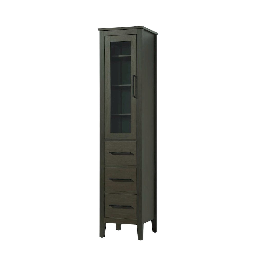 16 Inch Bath Storage Glass Cabinet in Mocha Brown. Picture 1