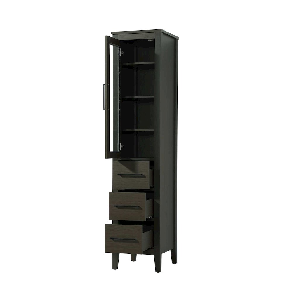 16 Inch Bath Storage Glass Cabinet in Mocha Brown. Picture 2