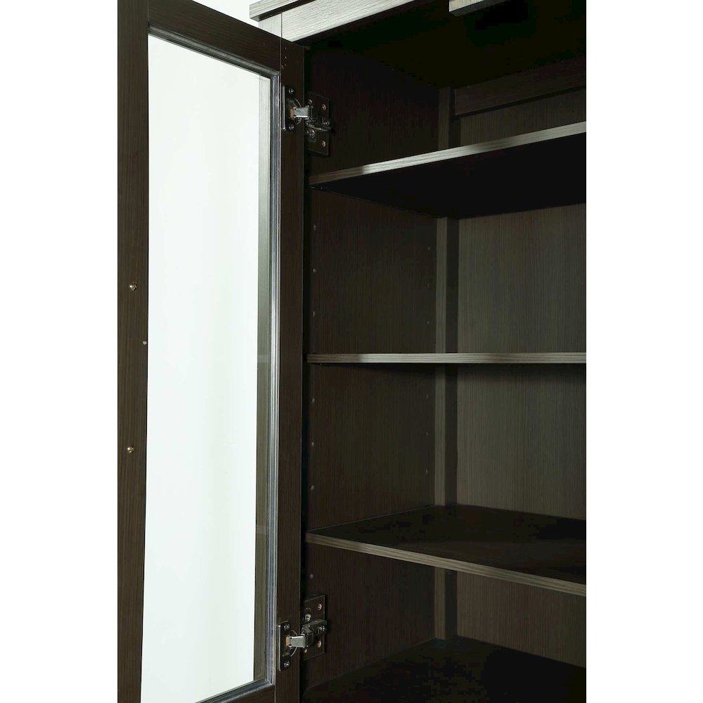 16 Inch Bath Storage Glass Cabinet in Mocha Brown. Picture 3
