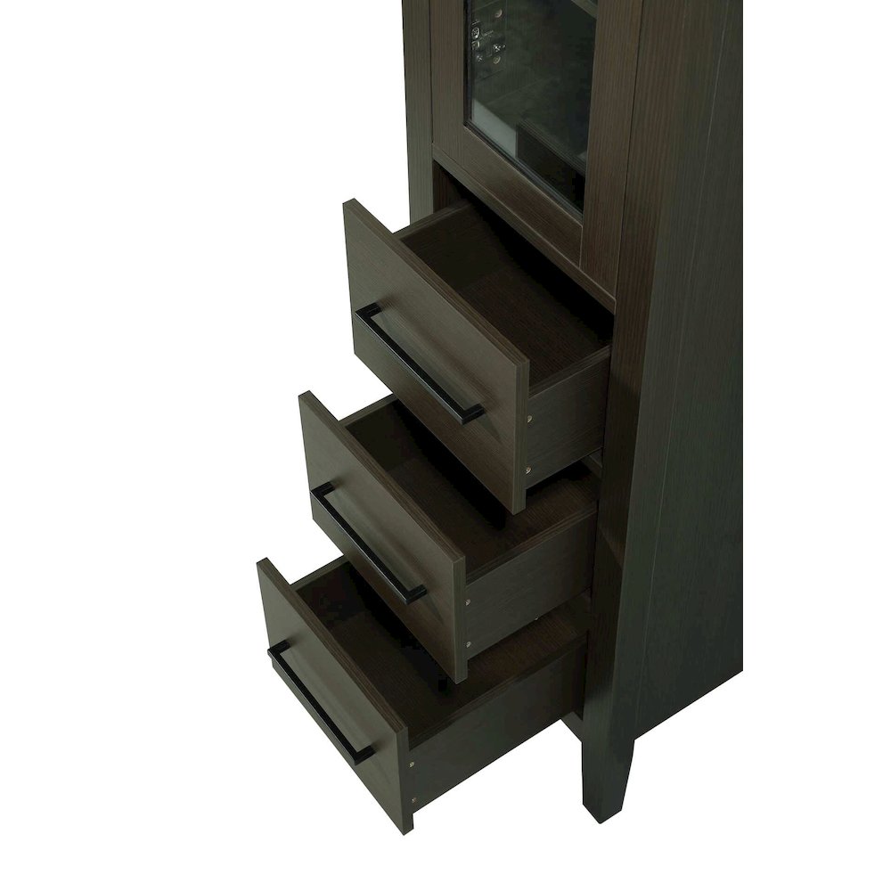 16 Inch Bath Storage Glass Cabinet in Mocha Brown. Picture 5